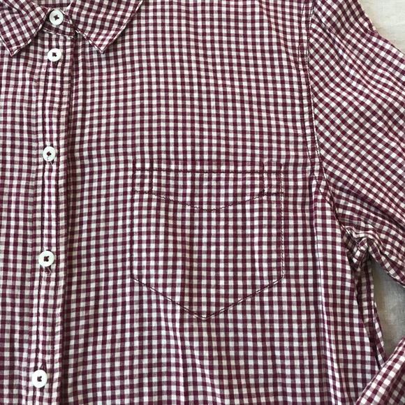 Bergundy & Creme Baby Gingham Button-Down - M - Picture 4 of 5